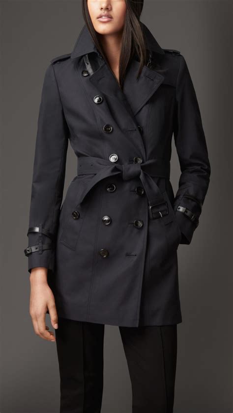 burberry leather coat navy